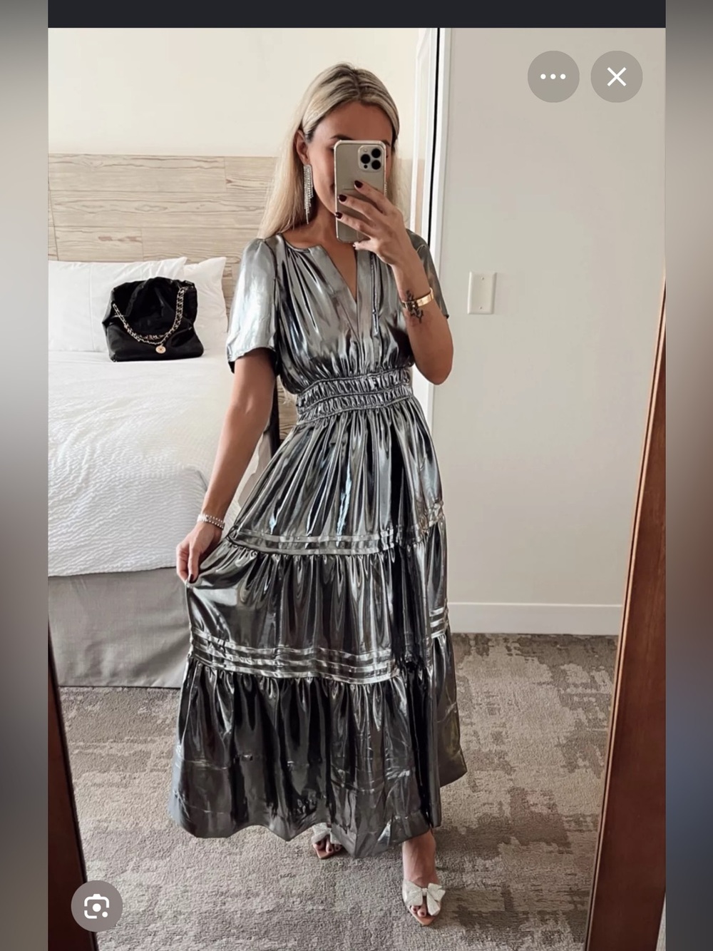 Anthropologie Somerset dress in metallic silver